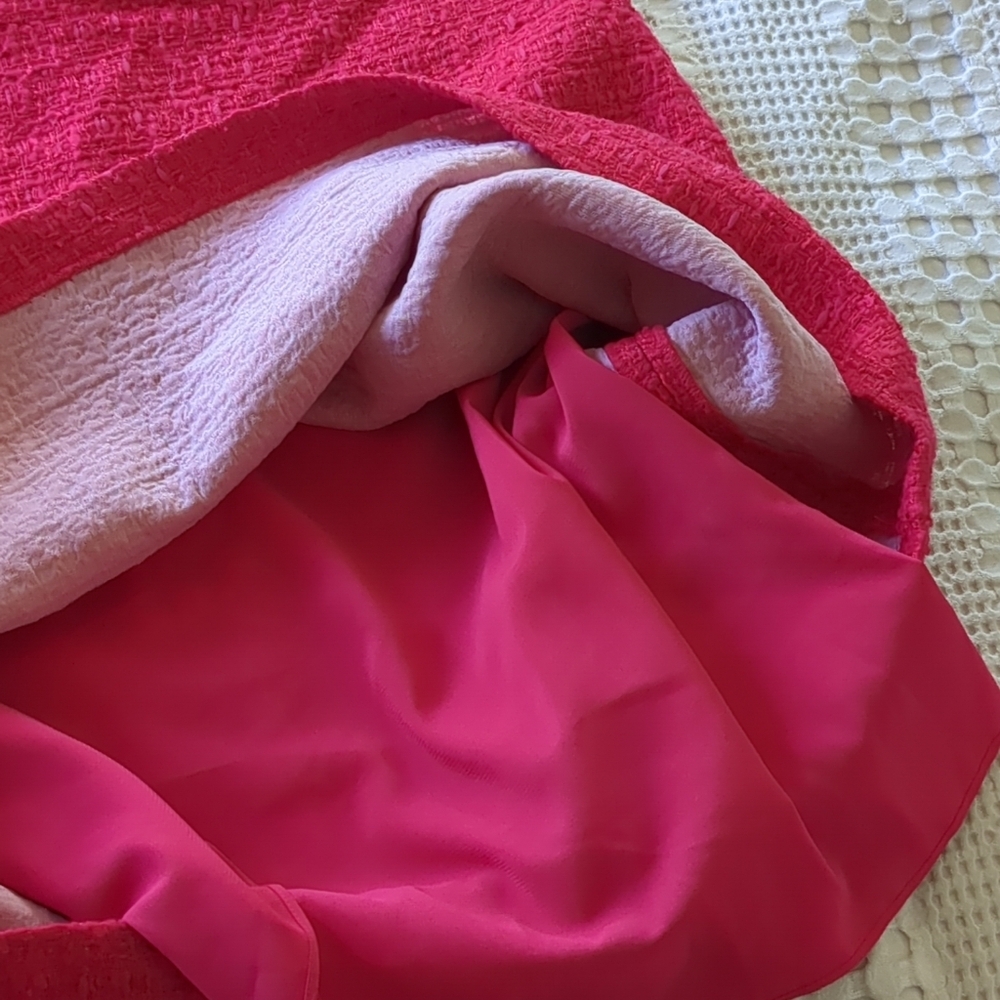 Alice + Olivia Clyde Tweed Boucle Shift A-line Dress Sleeveless Pink Sz 14 - Picture 6 of 12